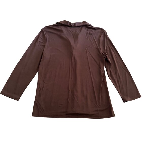 Lauren Ralph Lauren Women's Dark Choco Anglesey Top With Collar, Size P/M NWT - Picture 2 of 7